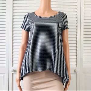 2/$25 RELATIVITY Gray Black Striped Cotton Short Sleeve Shirt Size Medium